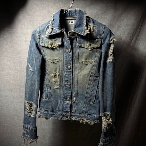 LGB Distressed Fringe Denim Jacket