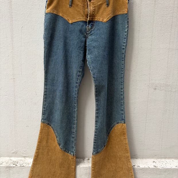 western detail bootscut denim pants