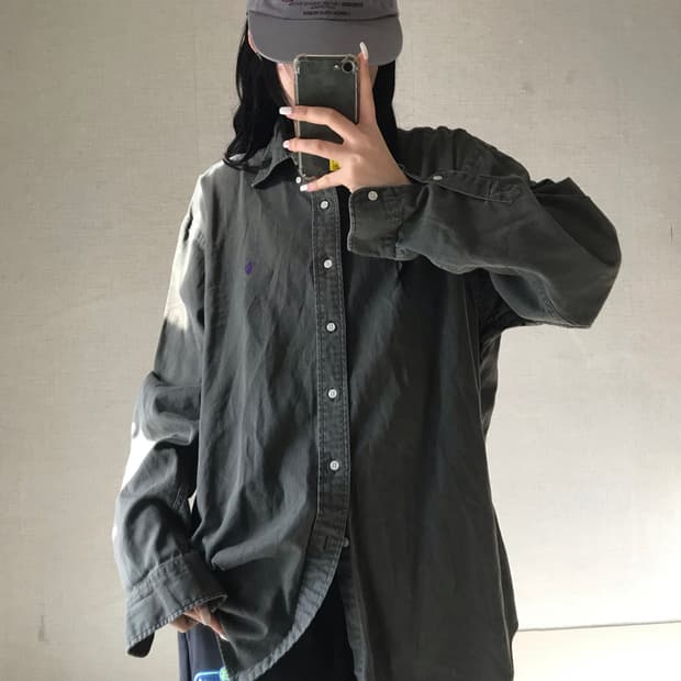 폴로 오버핏 카키 셔츠