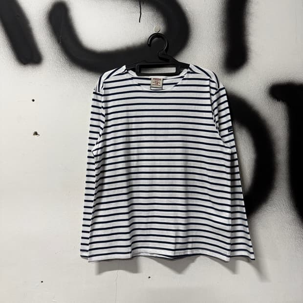 트루릴리젼 단가라 스트라이프 배색 데드스탁 롱슬리브 티셔츠