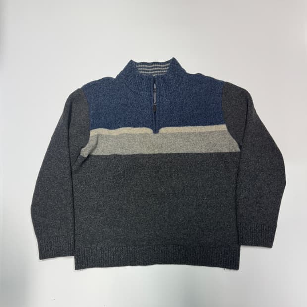 여성 코오롱 지오투 컬러블럭 반집넙 니트