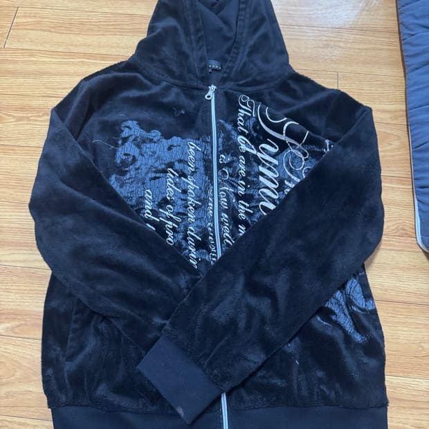 갸루펑크 벨벳후드집업