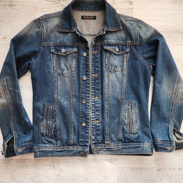 뉴디자인 중청 슬림핏 데님 자켓 팜. (100~103)사이즈 워싱 청자켓