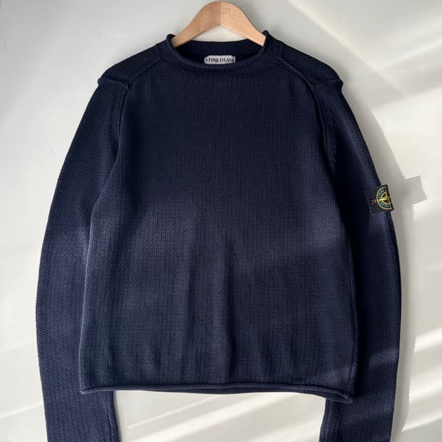 Stone-Island 스톤 아일랜드 90‘s 와펜 네이비 니트