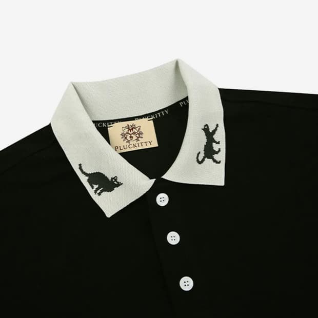 (고양이 반팔 피케 티셔츠) 플러키티 선셋 위듀 자카드 피케 폴로 셔츠