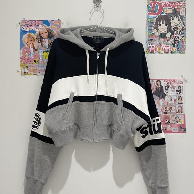 stussy Cropped hood zip-up
