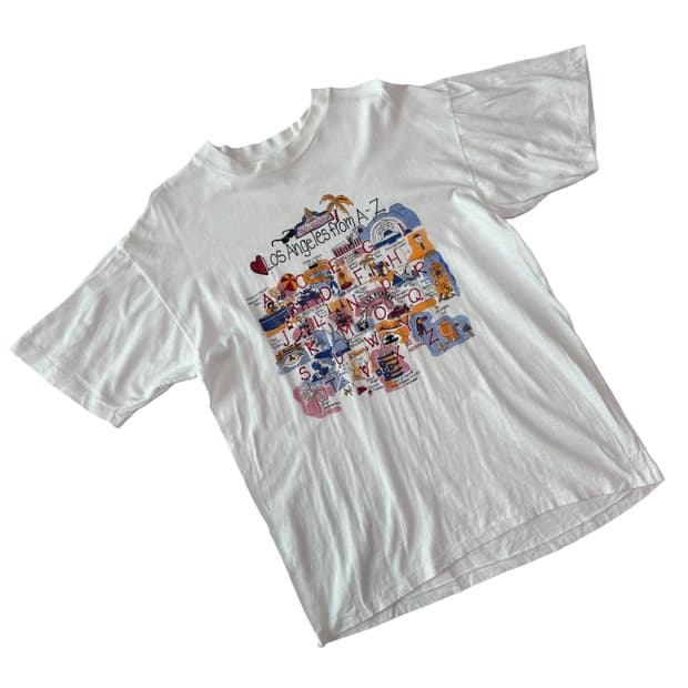 LA 아카이브 A-Z 일러스트 빈티지 티셔츠