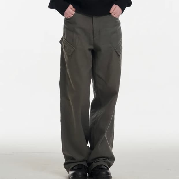 ADDOFF 카고 와이드 팬츠 챠콜