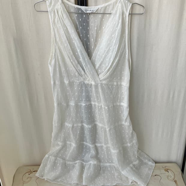 ivory dot sheer dress blouse