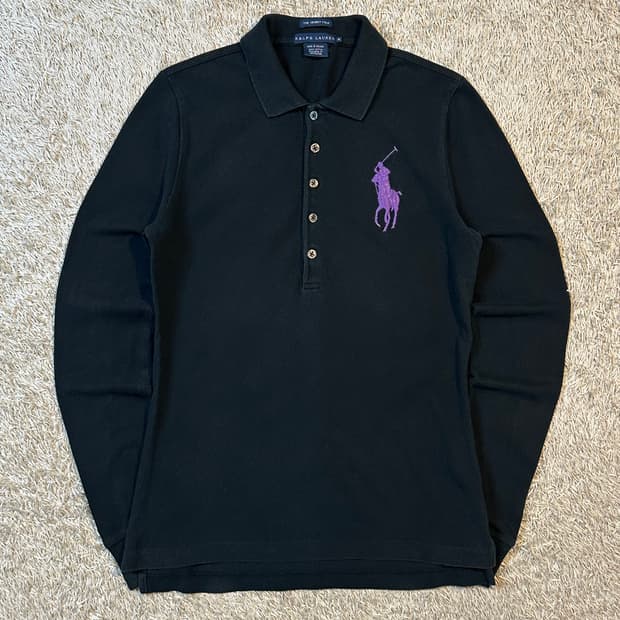 폴로 랄프로렌 빅포니 로고 바이올렛 PK 긴팔 카라티 블랙