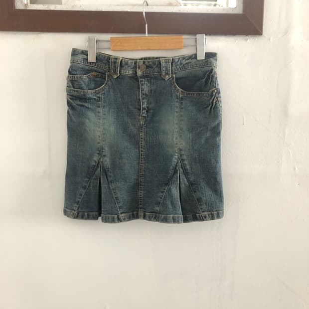 y2k 모리걸 괴짜룩 니혼진 베이직 청스커트