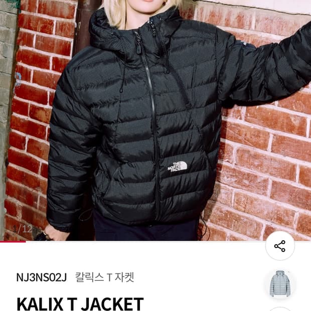 [새상품] 노스페이스 칼릭스 티 KALIX T 자켓 블랙 90(S)