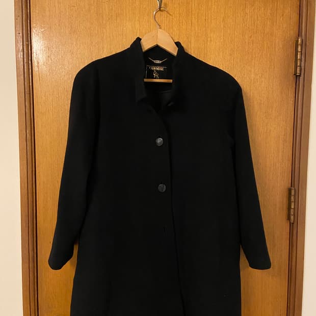 빈티지 캐시미어 블랙 코트