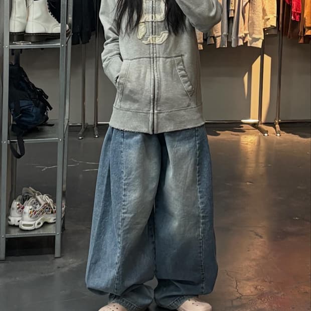 아베크롬비 그레이 빅스펠로고 후드집업 A3155