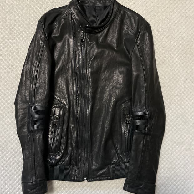 광희시장 웨스턴 무드 램스킨 양가죽 바이커 절개 레더 자켓