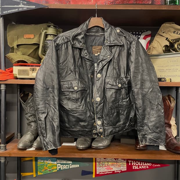 70s Taylor's USA 폴리스 가드 유니폼 헤비 레더 자켓