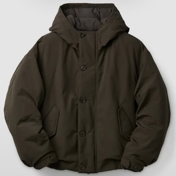 쿠어 버튼 덕다운 플라이트 봄버 올리브 M