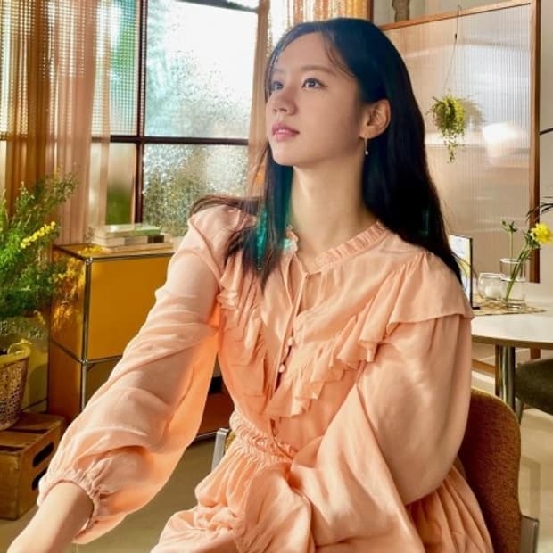 급처새상품!maje 마쥬 피치핑크 러플 리본 혜리원피스 셀프포트레이트st