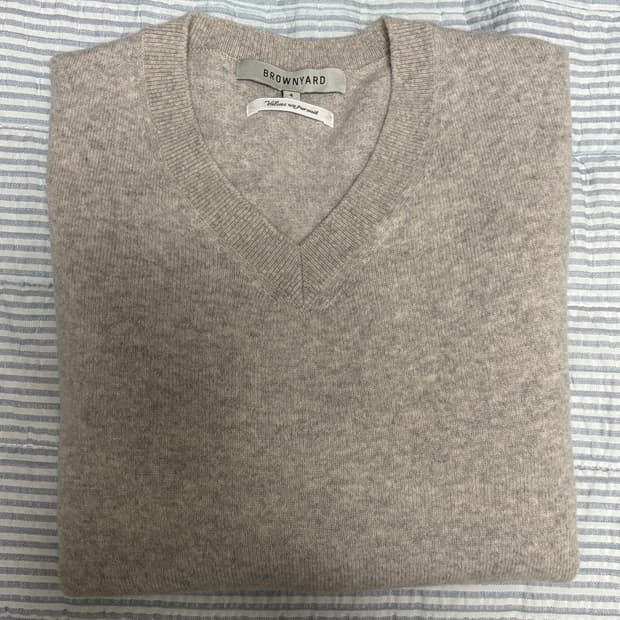 브라운야드 엑스트라 슈퍼파인 울 브이넥 니트 라이트그레이-4사이즈