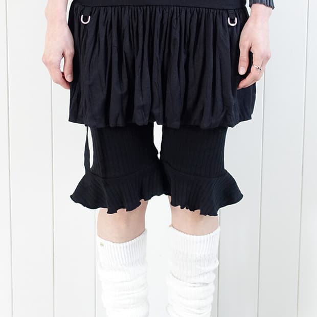 drape ribbon skirt (black)
