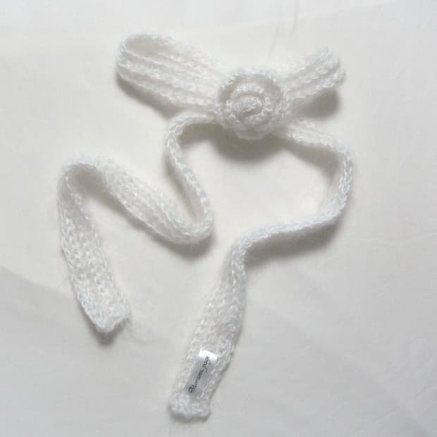 crochet mohair rose scarf white /small