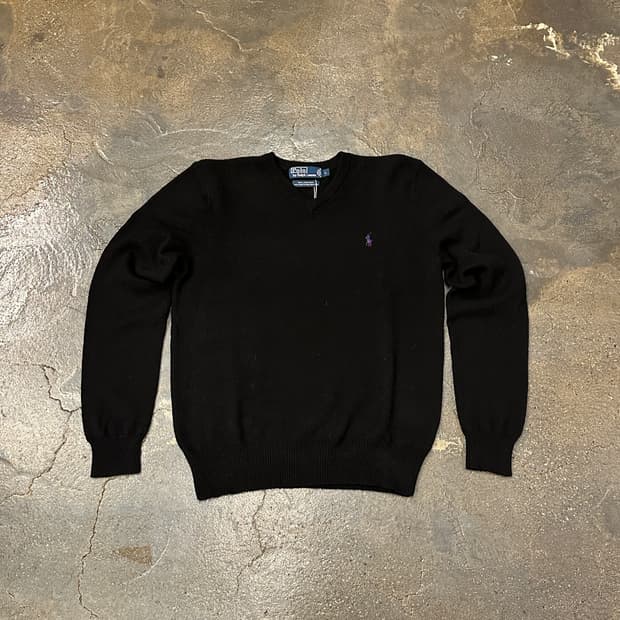 폴로 랄프로렌 블랙 브이넥 울니트 L