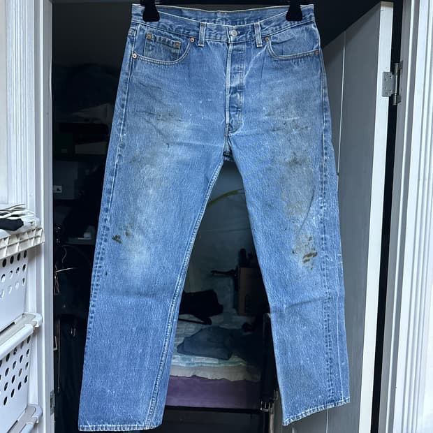 [36x33] 90s 빈티지 리바이스 501xx 연청 데님 팬츠