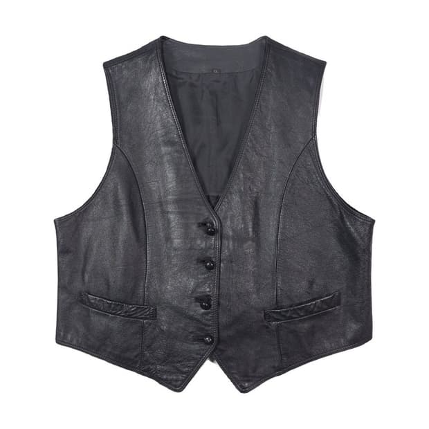 빈티지 소가죽 100 버튼 레더 베스트 XXL
