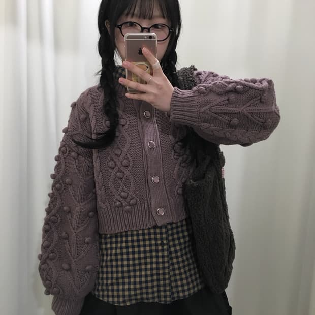 마제스틱 폼폼이 가디건