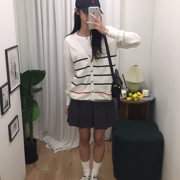 여성 타미 단가라 V넥 가디건 95