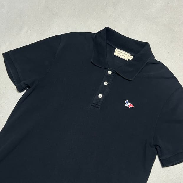 M 메종키츠네 프랑스 여우 로고 카라 반팔티