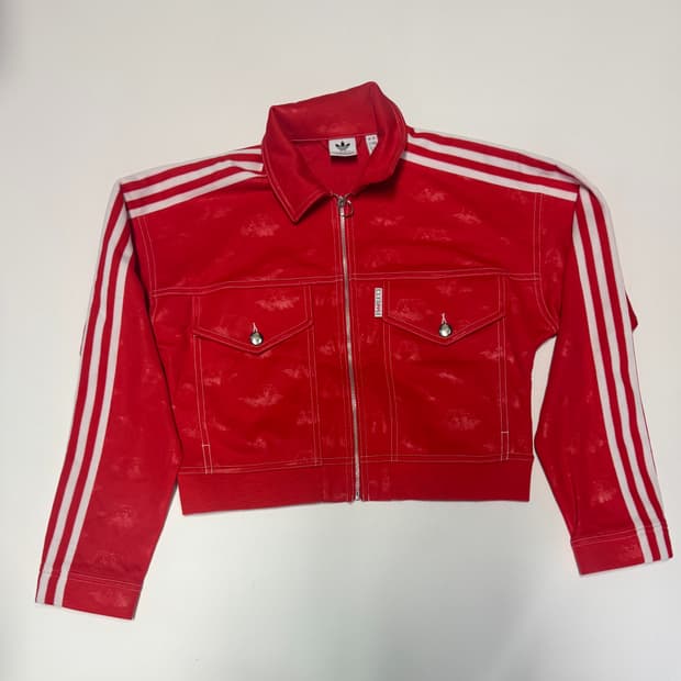 희귀! 여성 아디다스 x 피오루치 삼선 크롭 져지 트랙탑