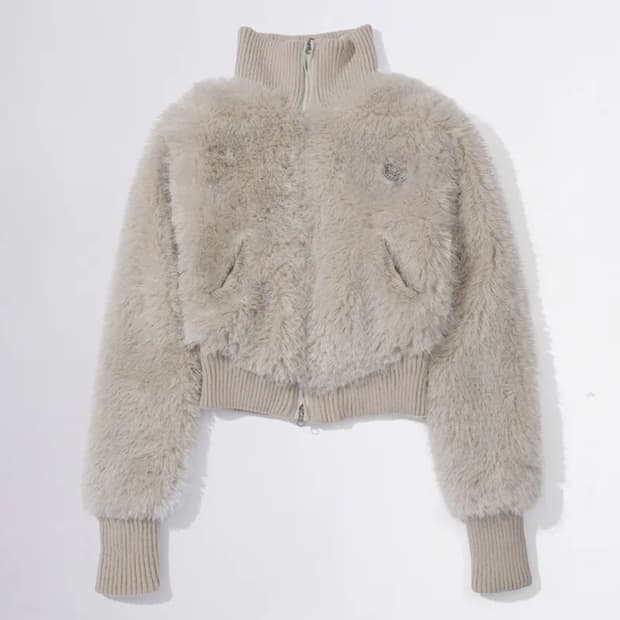 스컬프터 Faux Fur Zip-Up Jacket