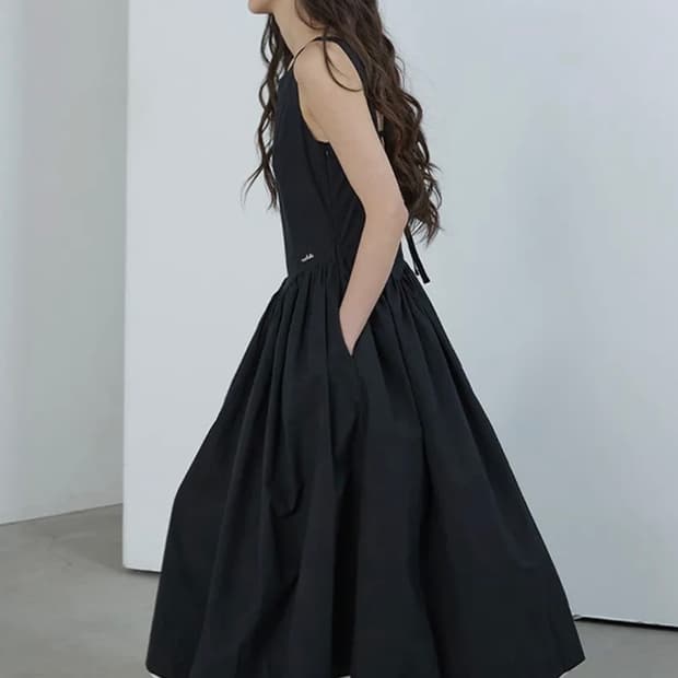 미치코 런던 코시노 헴 스트링 레이어드 드레스 블랙 S