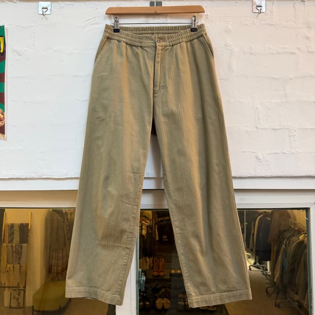 Have a good day 베이지 스트라이프 코튼 밴딩 팬츠 1