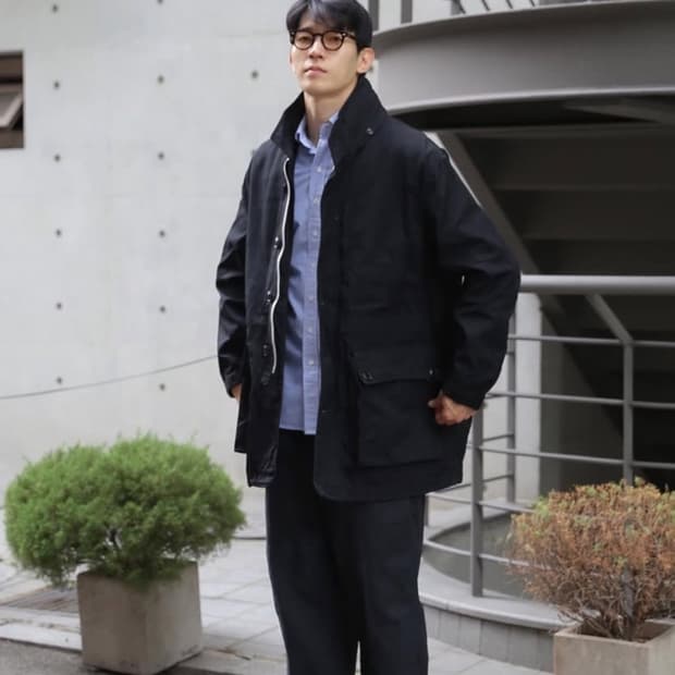 [M] Sage De Cret 하이 덴서티 코튼 왁스드 필드 하프 코트