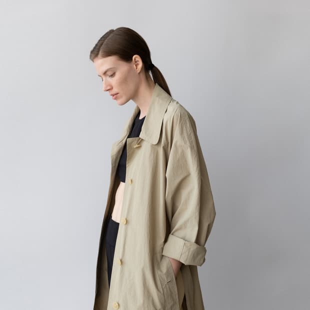 모노하 나일론 코튼 카키 트렌치 코트