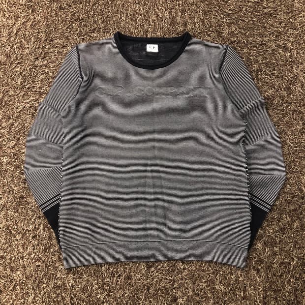 100 CP컴퍼니 레터링 스트라이프 코튼 니트