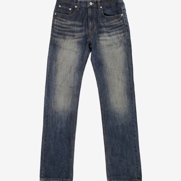 Mud Washed Straight Leg Jeans