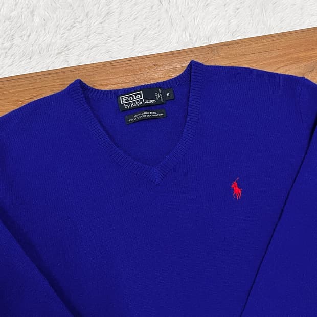 폴로 랄프로렌 브이넥 울 니트 스웨터