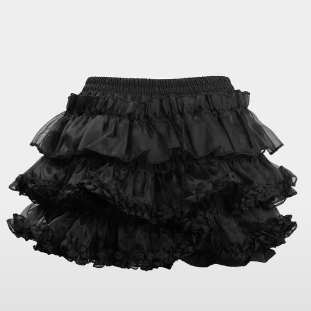 러프넥 튜튜 팬츠스커트 블랙