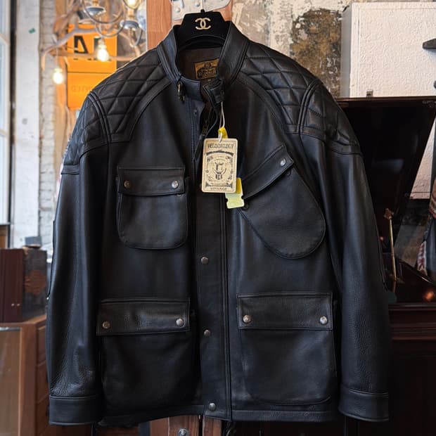 Veluokldly 송아지 가죽 레더 바이커 자켓