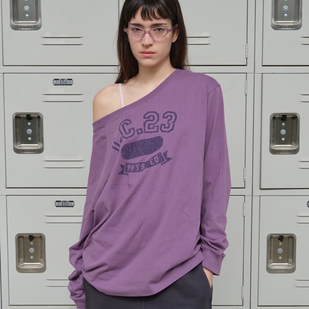 Off-Shoulder Jersey Tee (Violet)