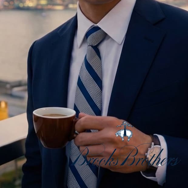 브룩스브라더스 네이비 스트라이프 넥타이 8.2cm A+등급 A19677
