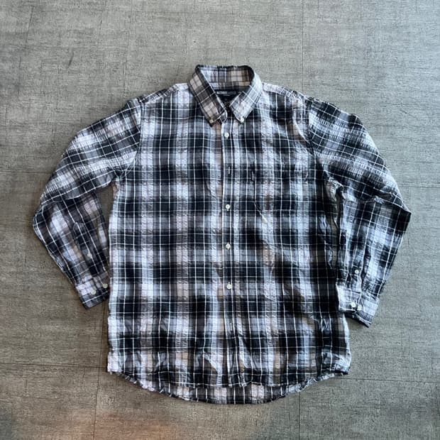 일본빈티지 Michiko 올드스쿨아메카지 너드남 원포켓 긴팔셔츠