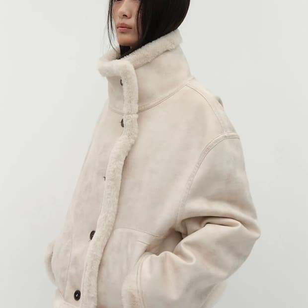 로우타이드 리버시블 무스탕 베이지