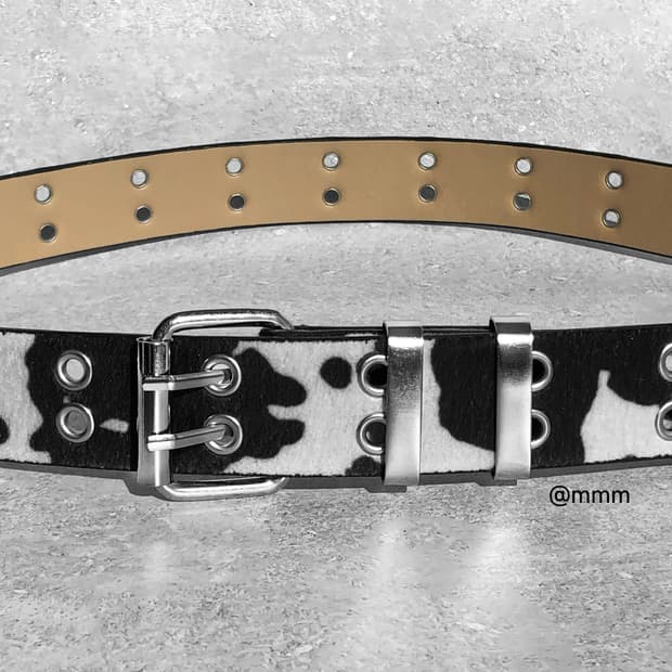 [Unisex] 카우헤어 더블 아일렛 송치 벨트