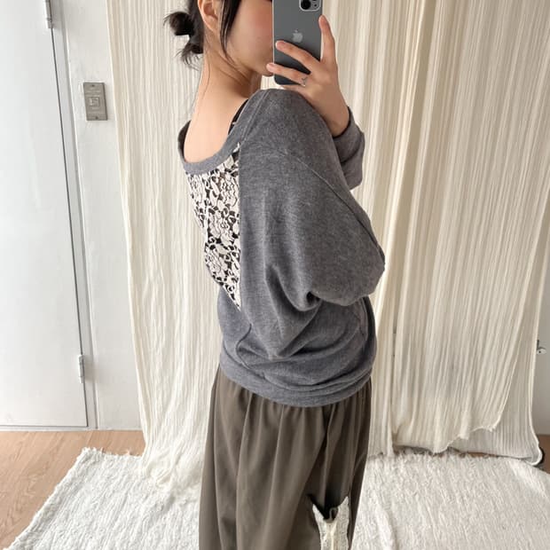 vintage back lace knit top