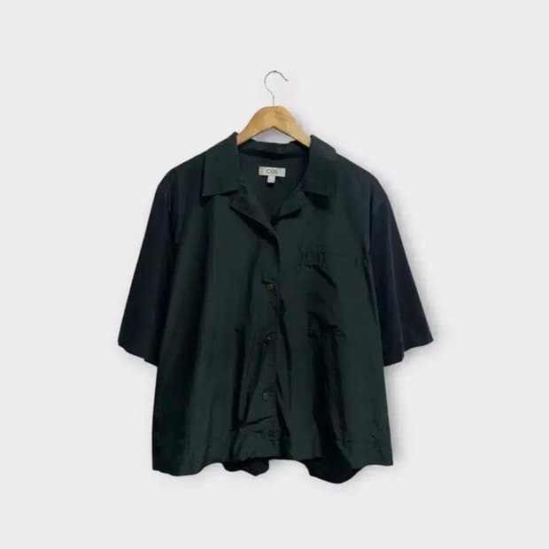 코스 COS 블랙 포켓 오버핏 반팔 셔츠 L-XL
