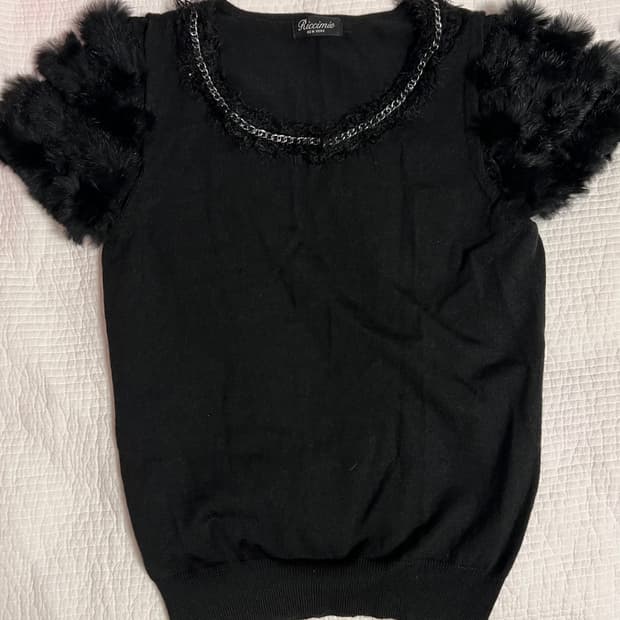 퍼 얇은 반팔 니트 